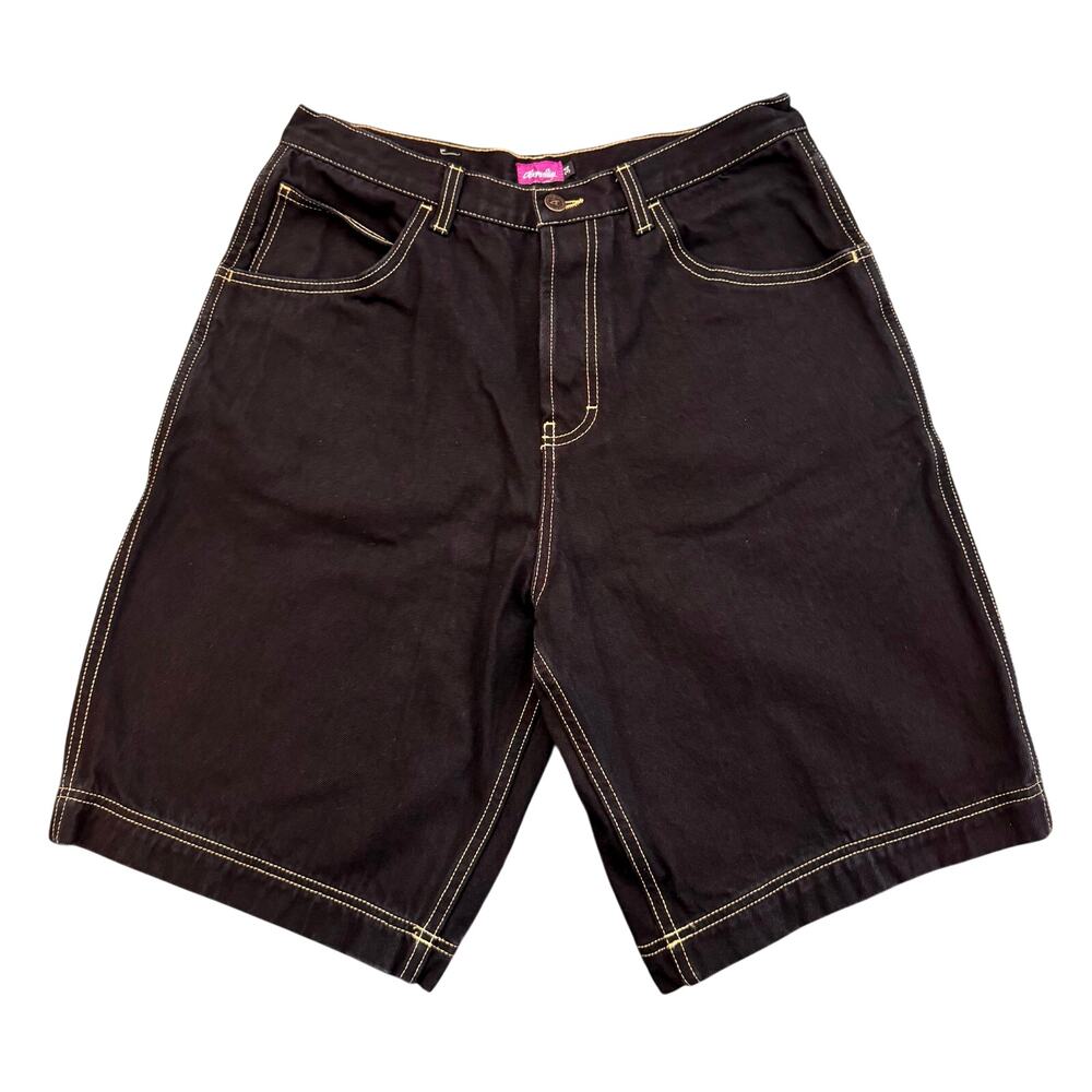Anomalies Y2k Jorts Baggy Denim Shorts Black Contrast Stitch